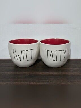 Rae Dunn 'Sweet' & 'Tasty' Bowls with Red Interior - Set of 2